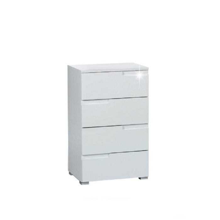 Komoda s 4 ladice, bijela ekstra visoki sjaj, SPICE 4